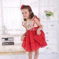 Flaming Red Girls' Embroidered Smocked Dress